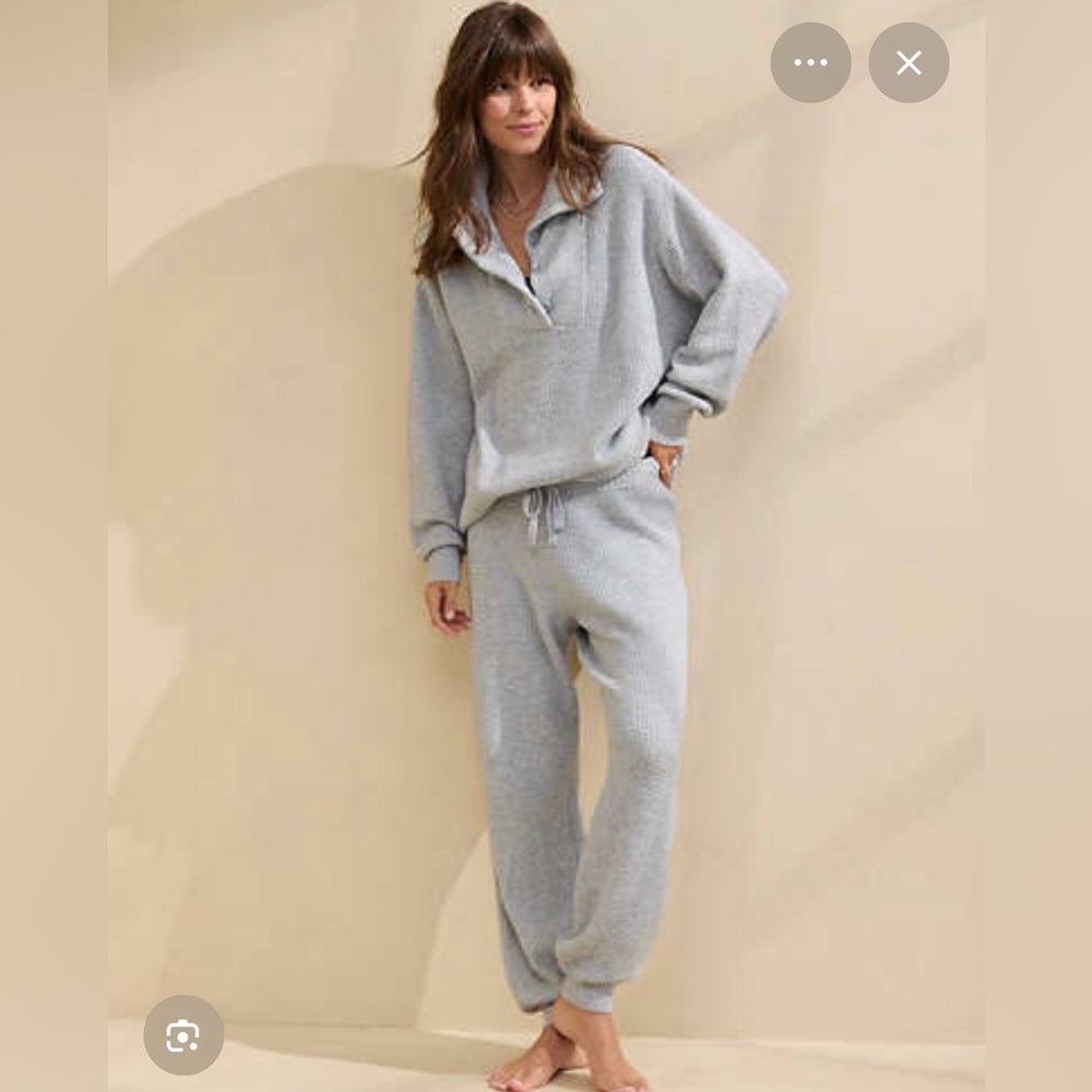 Aerie grey cozyup knit lounge set size XL